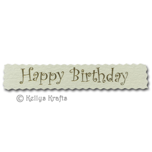 (image for) Die Cut Banner - Happy Birthday (deckled), Gold on Cream