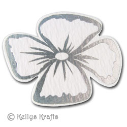 Pansy/Flower, Foil Printed Die Cut Shape, Silver on White - Click Image to Close