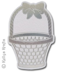 Basket, Foil Printed Die Cut Shape, Silver on White - Click Image to Close
