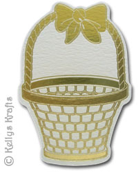 Basket, Foil Printed Die Cut Shape, Gold on Cream - Click Image to Close