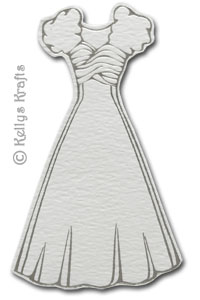 (image for) Wedding Dress, Foil Printed Die Cut Shape, Silver on White