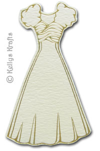 (image for) Wedding Dress, Foil Printed Die Cut Shape, Gold on Cream