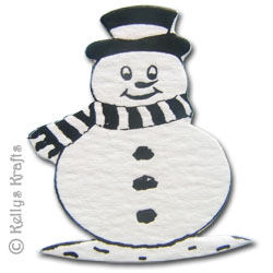 Snowman, Foil Printed Die Cut Shape, Black on White - Click Image to Close