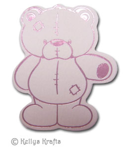 Teddy Bear, Foil Printed Die Cut Shape, Pink on Pink