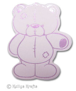 Teddy Bear, Foil Printed Die Cut Shape, Lilac on Lilac