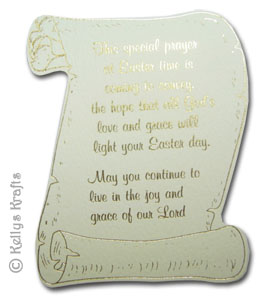 "Special Prayer" Scroll, Foil Printed Die Cut Shape, Gold on Cream