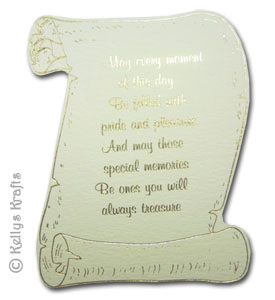 \"May Every Moment\" Scroll, Foil Printed Die Cut Shape, Gold on Cream