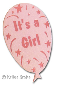 It\'s A Girl Balloon, Foil Printed Die Cut Shape, Pink on Pink