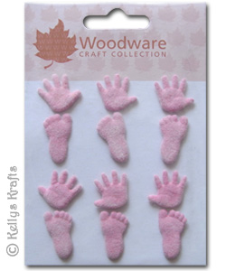 Flock Brads, Baby Hands + Feet, Pink (12 Pieces) JL131 - Click Image to Close