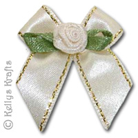 Ivory Fabric Bow with Flower Detail (1 Piece) - Click Image to Close