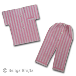 Pink + White Fabric Pinstripe Pyjama Set - Click Image to Close