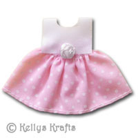 Fabric Pink/White Dress with Fabric Rose - Click Image to Close