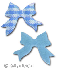 Padded Gingham Fabric Small Bows - Blue (Pack of 10)