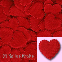Padded Fabric Red Heart Embellishments (Pack of 10)