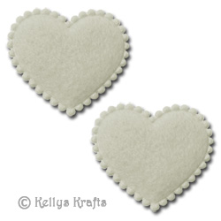 Padded Fabric Ivory Heart Embellishments (Pack of 10) - Click Image to Close