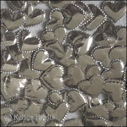 Heart Embellishments, Padded Shiny Silver (Pack of 10) - Click Image to Close