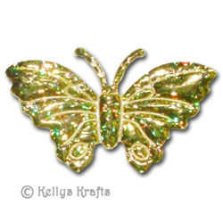 Fabric Sparkly Butterfly Embellishment, Gold (1 Piece) - Click Image to Close