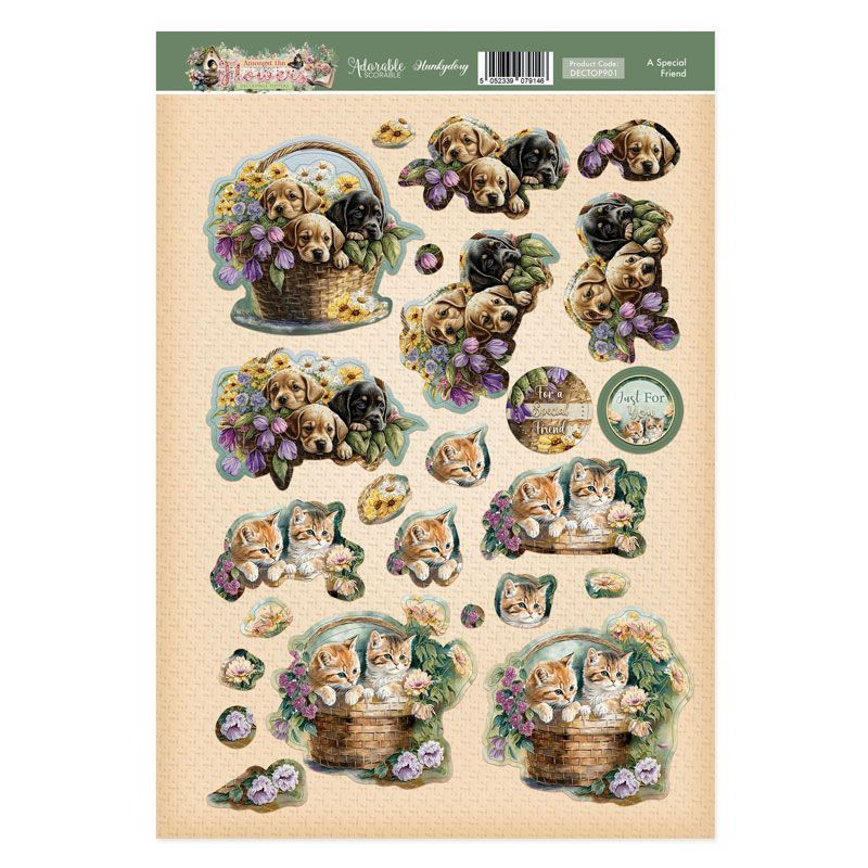 (image for) Die Cut 3D Decoupage A4 Sheet - Amongst The Flowers, A Special Friend