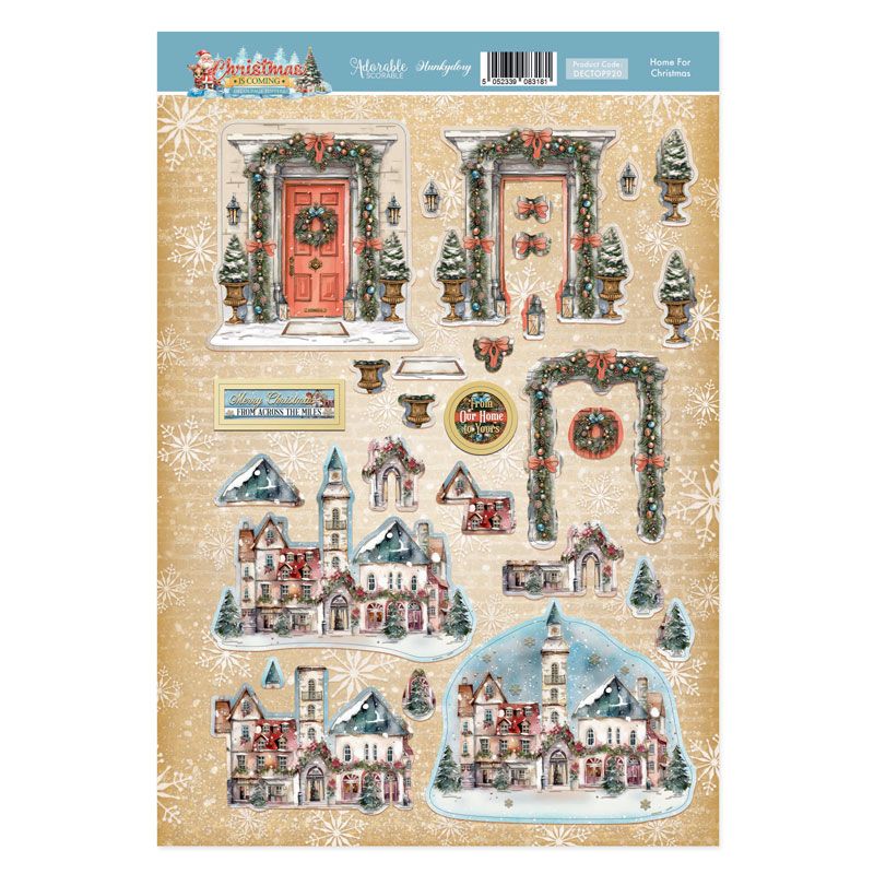 Die Cut 3D Decoupage A4 Sheet - Christmas Is Coming, Home For Christmas