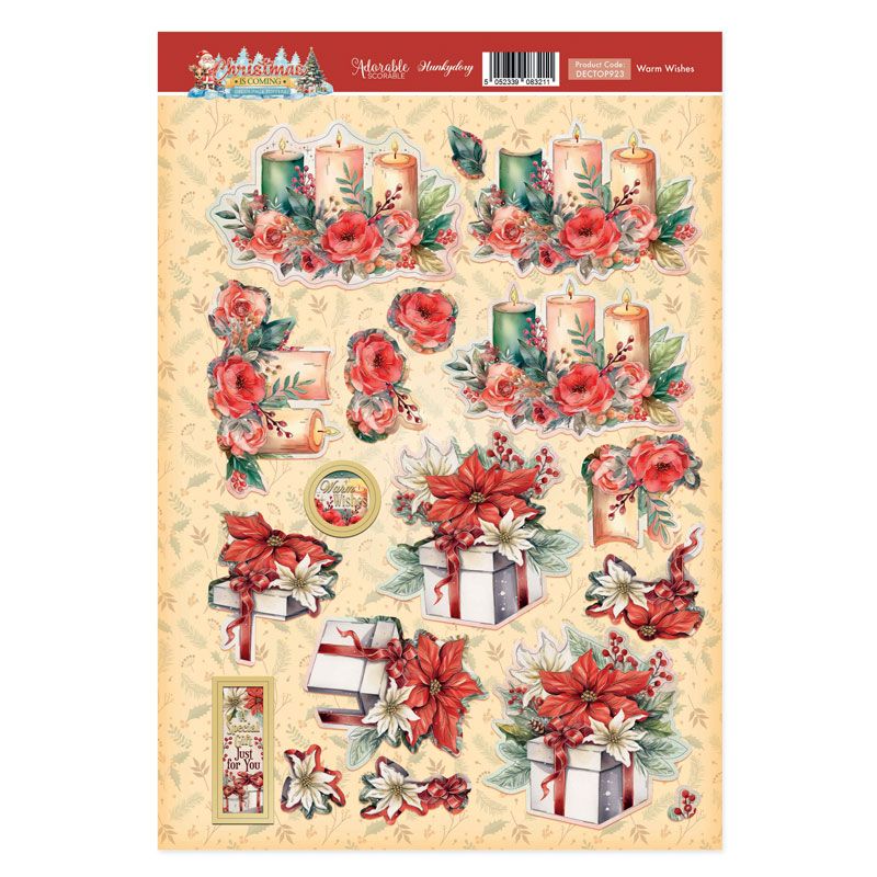 (image for) Die Cut 3D Decoupage A4 Sheet - Christmas Is Coming, Warm Wishes