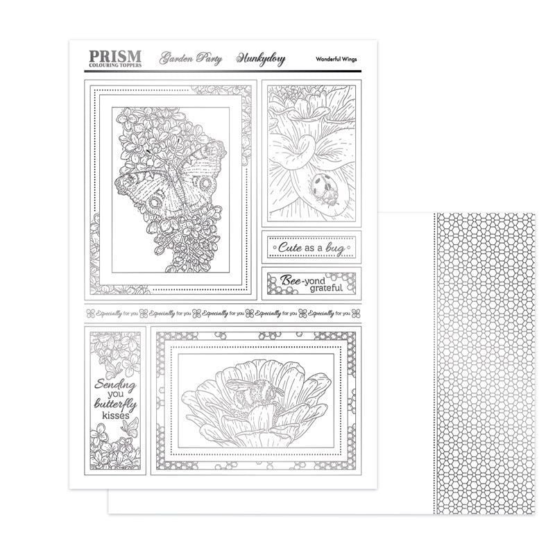 Die Cut Topper Set - Garden Party Colouring Toppers, Wonderful Wings