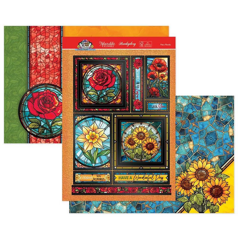 Die Cut Topper Set - Stained Glass Florals, Fiery Florals