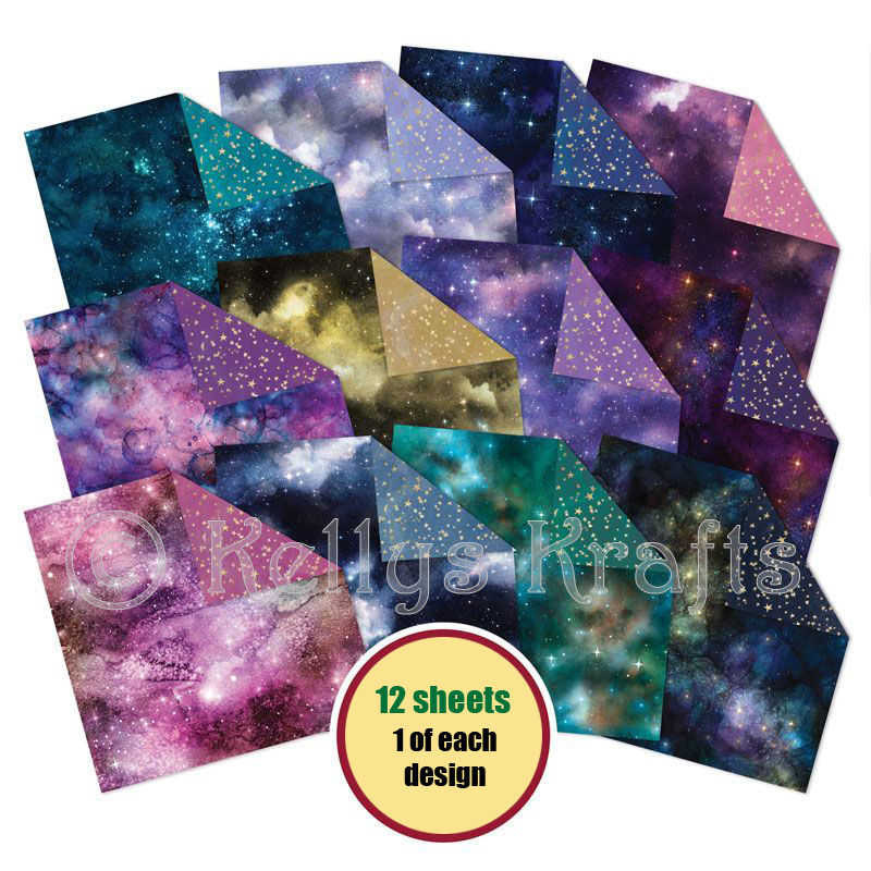 8x8 Duo Design Papers - Hidden Galaxies & Starry Nights (12 Sheets)
