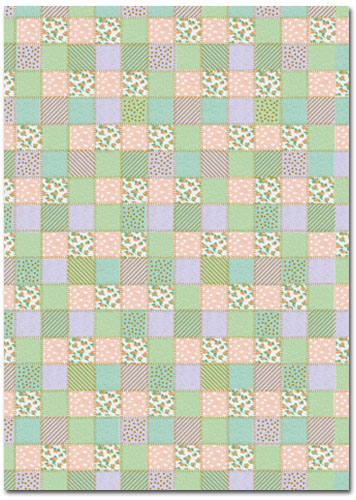 A4 Patterned Card - Patchwork Foil, Hints Of Jade (1 Sheet) - Click Image to Close