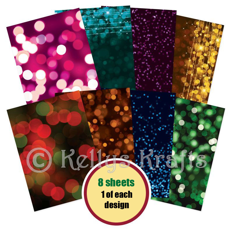 A4 Patterned Card - Christmas Lights (8 Sheets)
