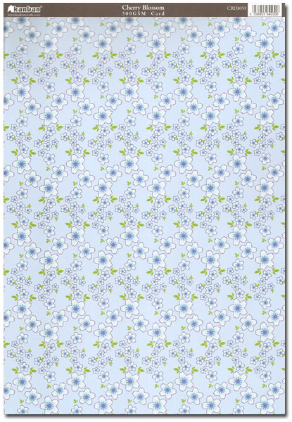 Kanban Patterned Card - Cherry Blossom, Blue (CRD8059) - Click Image to Close