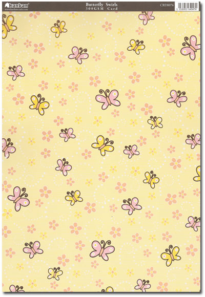 Kanban Patterned Card - Butterfly Swirls, Yellow (CRD8076) - Click Image to Close