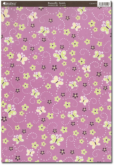 Kanban Patterned Card - Butterfly Swirls, Purple/Lilac (CRD8078) - Click Image to Close