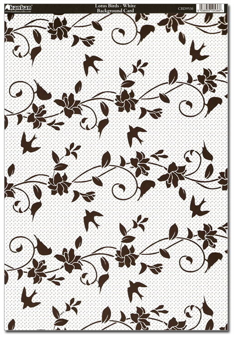 Kanban Patterned Card - Lotus Birds, White (CRD9536)