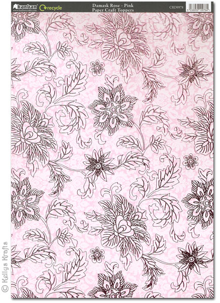 Kanban Patterned Card - Damask Rose, Pink (CRD9978)