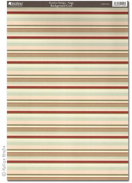 Kanban Patterned Card - Festive Stripe, Sage (CRD1556)