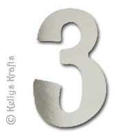 Number Three \"3\" Die Cuts, Silver Mirror Card (Pack of 5)