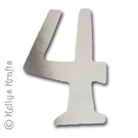 Number Four \"4\" Die Cuts, Silver Mirror Card (Pack of 5)
