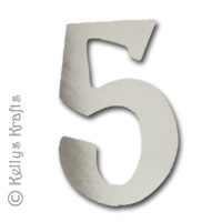 Number Five \"5\" Die Cuts, Silver Mirror Card (Pack of 5)