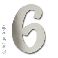 Number Six \"6\" Die Cuts, Silver Mirror Card (Pack of 5)