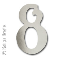 Number Eight \"8\" Die Cuts, Silver Mirror Card (Pack of 5)