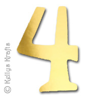 (image for) Number Four "4" Die Cuts, Gold Mirror Card (Pack of 5)