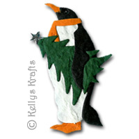 Mulberry Penguin with Christmas Tree Die Cut Shape - Click Image to Close
