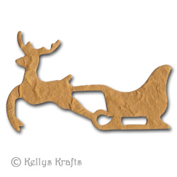 Mulberry Reindeer with Sleigh Die Cut Shape - Caramel Brown - Click Image to Close