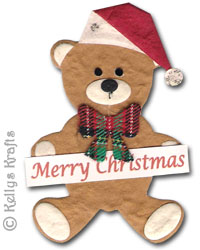 Mulberry "Merry Christmas" Teddy Bear Die Cut Shape - Click Image to Close