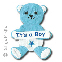 Mulberry Teddy Bear "It's A Boy" Die Cut Shape - Blue - Click Image to Close
