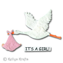 Mulberry Stork & Bundle, It's A Girl! Pink Mulberry Stork & Bundle, It's A Girl! Pink