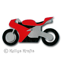 Mulberry/Card Die Cut Motorbike - Click Image to Close