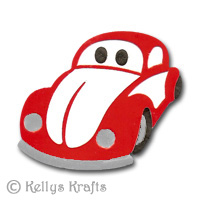 Red/White Beetle Car Die Cut Shape - Click Image to Close