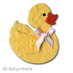 (image for) Mulberry Duckie with Pink Bow, Die Cut Shape