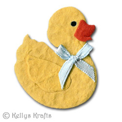 (image for) Mulberry Duckie with Blue Bow, Die Cut Shape